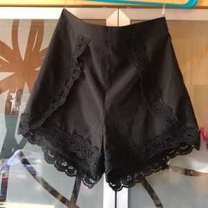 High-waisted black shorts